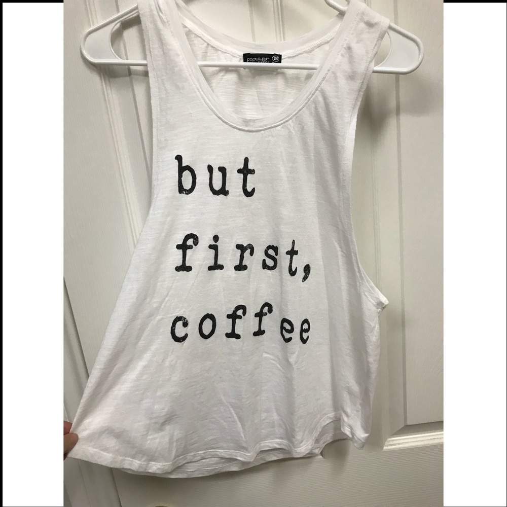 Tank top, “But First, Coffee”, Sz M, Popular Brand